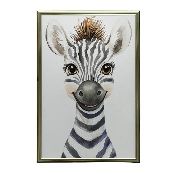 Plakat Happy zebra Plakat Happy zebra, 50x70 cm, mørkebrun træramme, 230 gsm mat papir