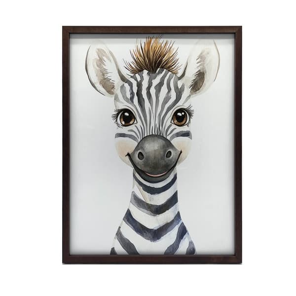 Plakat Happy zebra Plakat Happy zebra, 50x70 cm, mørkebrun træramme, 230 gsm mat papir