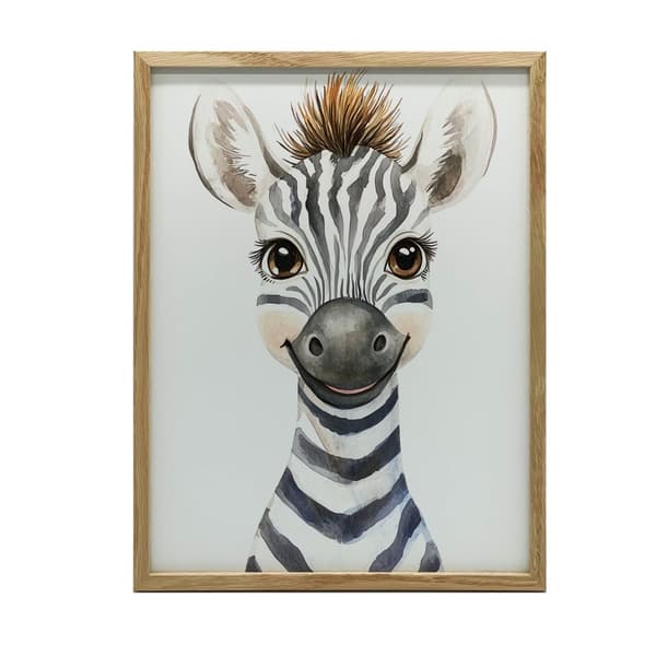 Plakat Happy zebra Plakat Happy zebra, 50x70 cm, mørkebrun træramme, 230 gsm mat papir