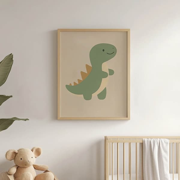 Smiling Dinosaur Poster Smiling Dinosaur Poster, 30x40 cm, hvid træramme, 230 gsm mat papir