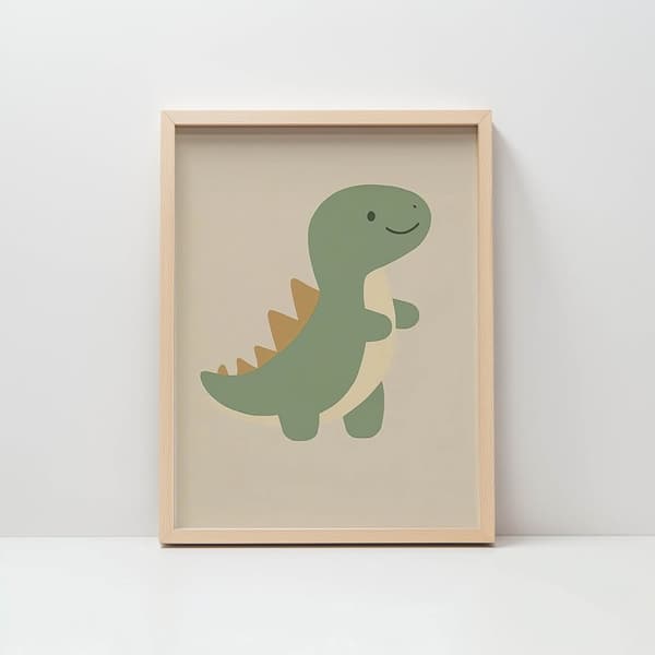 Smiling Dinosaur Poster Smiling Dinosaur Poster, 30x40 cm, hvid træramme, 230 gsm mat papir