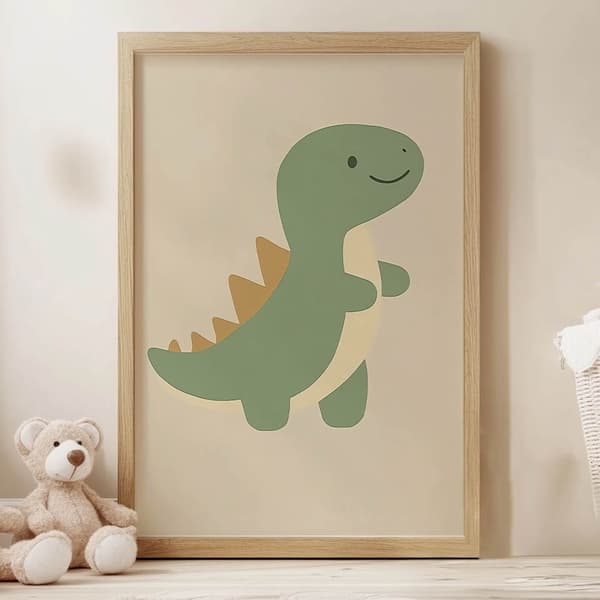 Hymyilevä dinosaurusjuliste Hymyilevä dinosaurusjuliste, 70x100 cm, musta alumiinikehys, 230 gsm mattapaperi