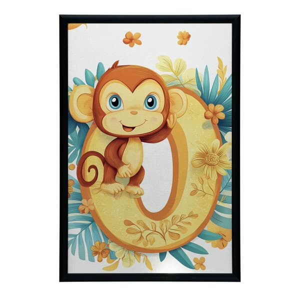 Plakat Munter abe på bogstavet "O Plakat Munter abe på bogstavet "O, 50x70 cm, rammeløs, 230 gsm mat papir