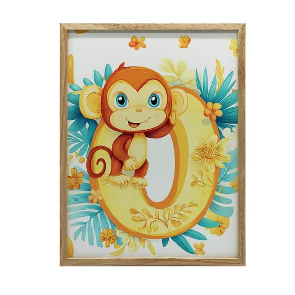 Juliste Iloinen apina kirjaimella "O" Juliste Iloinen apina kirjaimella "O, 60x90 cm, kehyksetön, 230 gsm mattapaperi
