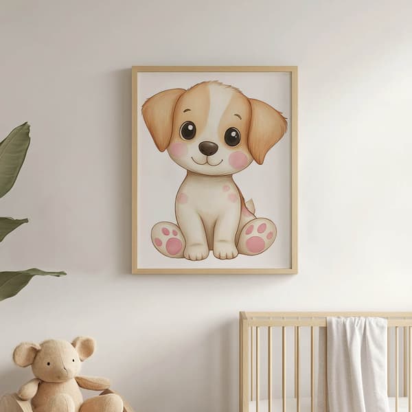 Plakat Sød hvalp i hvid Plakat Sød hvalp i hvid, 40x50 cm, uindrammet, 230 gsm mat papir
