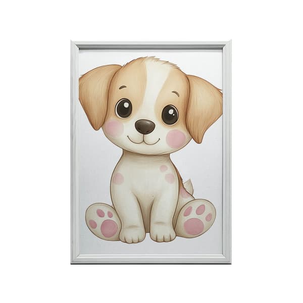 Plakat Sød hvalp i hvid Plakat Sød hvalp i hvid, 40x50 cm, uindrammet, 230 gsm mat papir