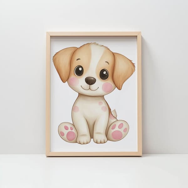 Plakat Sød hvalp i hvid Plakat Sød hvalp i hvid, 40x50 cm, uindrammet, 230 gsm mat papir