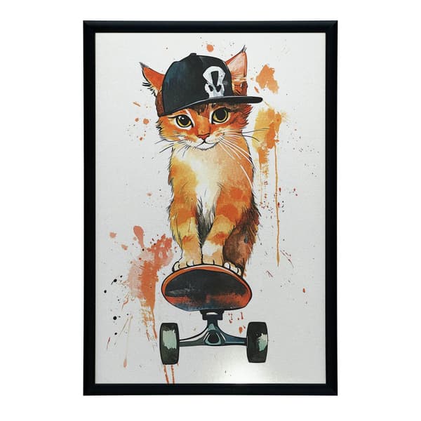 Plakat Kitty på et snowboard Plakat Kitty på et snowboard, 70x100 cm, uindrammet, premium lærred på båre