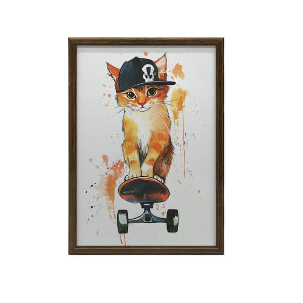 Plakat Kitty på et snowboard Plakat Kitty på et snowboard, 70x100 cm, uindrammet, premium lærred på båre