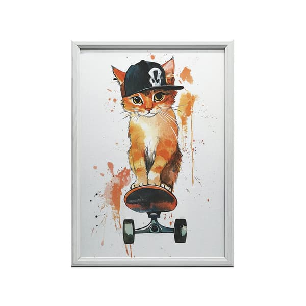 Plakat Kitty på et snowboard Plakat Kitty på et snowboard, 70x100 cm, uindrammet, premium lærred på båre