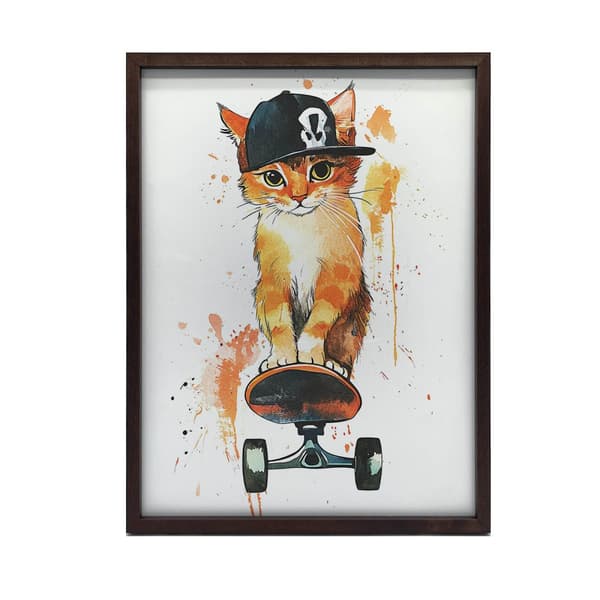 Plakat Kitty på et snowboard Plakat Kitty på et snowboard, 70x100 cm, uindrammet, premium lærred på båre