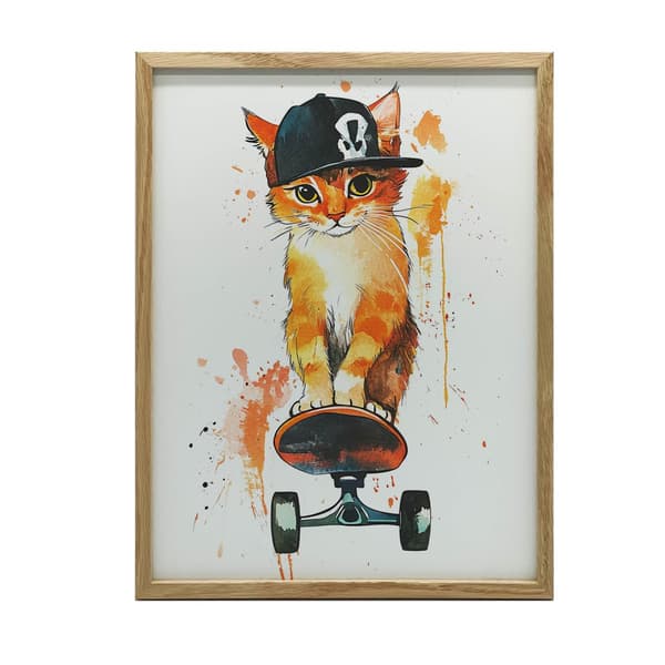 Plakat Kitty på et snowboard Plakat Kitty på et snowboard, 70x100 cm, uindrammet, premium lærred på båre