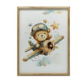 Pikkukuva 1 / 11: Flying Bear Pilot -juliste Lentävä karhulentäjäjuliste, 40x50 cm, kultainen alumiinikehys, 230 gsm mattapaperi