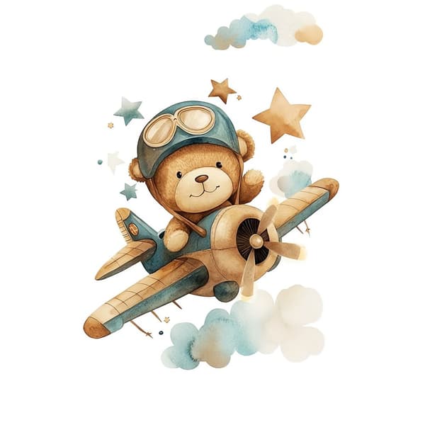 Flying Bear Pilot Poster Flying Bear Pilot Poster, 50x70 cm, sort aluminiumsramme, 230 gsm mat papir