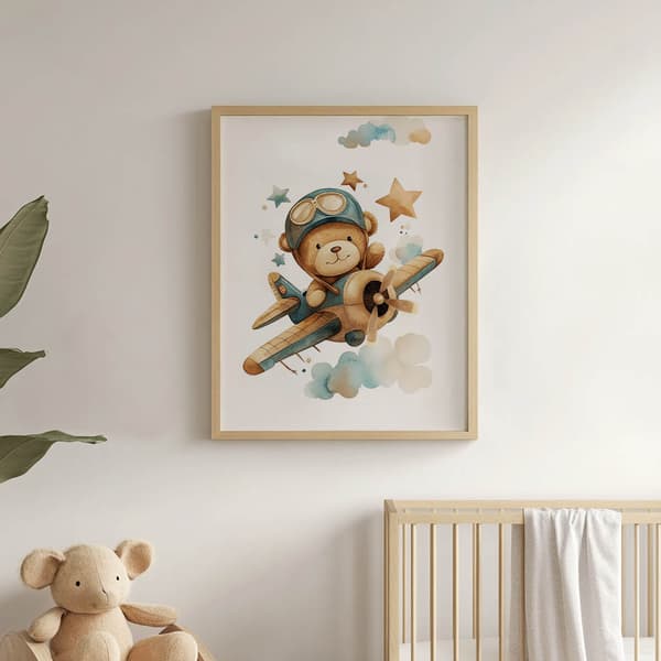 Flying Bear Pilot Poster Flying Bear Pilot Poster, 50x70 cm, sort aluminiumsramme, 230 gsm mat papir