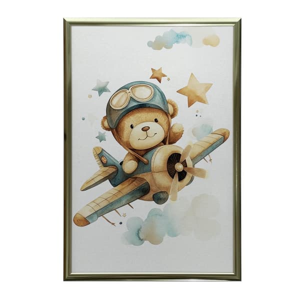 Flying Bear Pilot Poster Flying Bear Pilot Poster, 50x70 cm, sort aluminiumsramme, 230 gsm mat papir