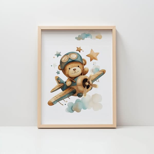 Flying Bear Pilot Poster Flying Bear Pilot Poster, 50x70 cm, sort aluminiumsramme, 230 gsm mat papir