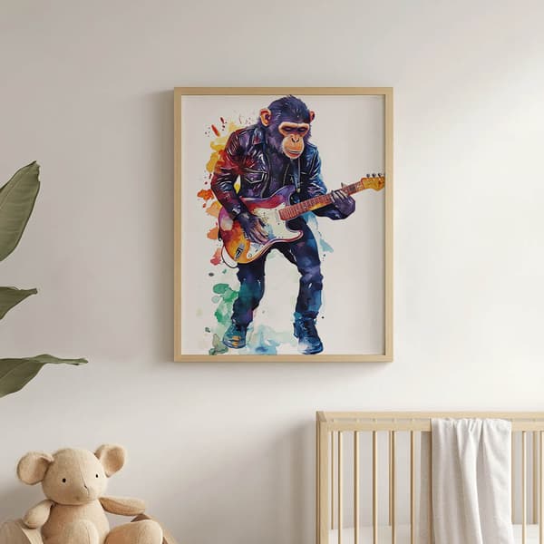 Abe med guitarplakat Abe med guitarplakat, 70x100 cm, sort aluminiumsramme, 230 gsm mat papir