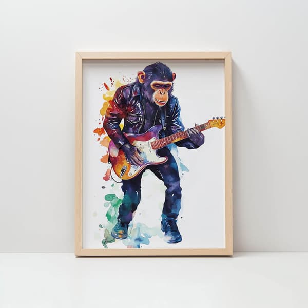 Abe med guitarplakat Abe med guitarplakat, 70x100 cm, sort aluminiumsramme, 230 gsm mat papir