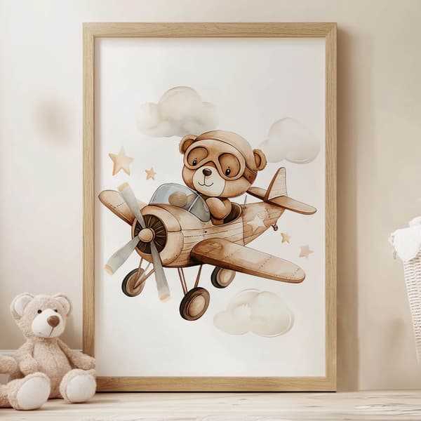 Flying Bear-plakat Flying Bear-plakat, 70x100 cm, uindrammet, premium lærred på båre