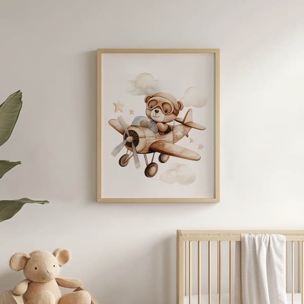 Flying Bear-plakat Flying Bear-plakat, 70x100 cm, uindrammet, premium lærred på båre