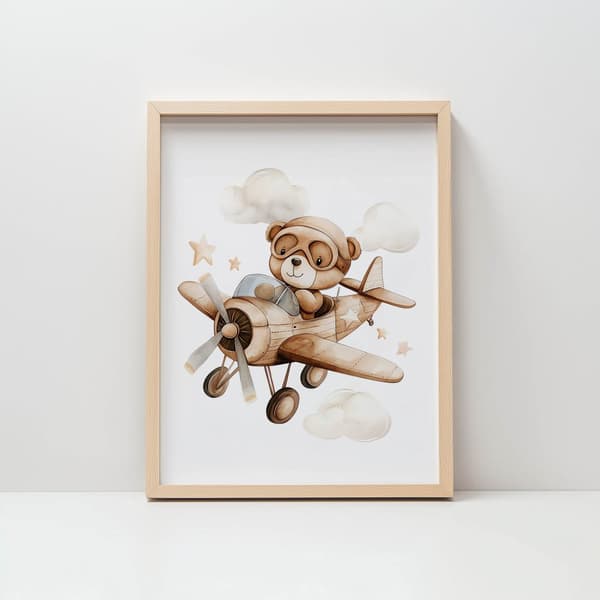 Flying Bear-plakat Flying Bear-plakat, 70x100 cm, uindrammet, premium lærred på båre