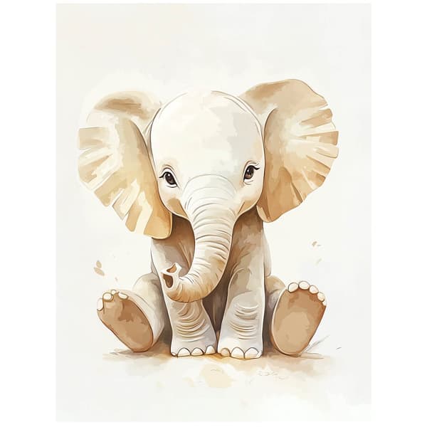 Plakat Lille elefant i minimalistisk stil Plakat Lille elefant i minimalistisk stil, 30x40 cm, sort aluminiumsramme, 230 gsm mat papir