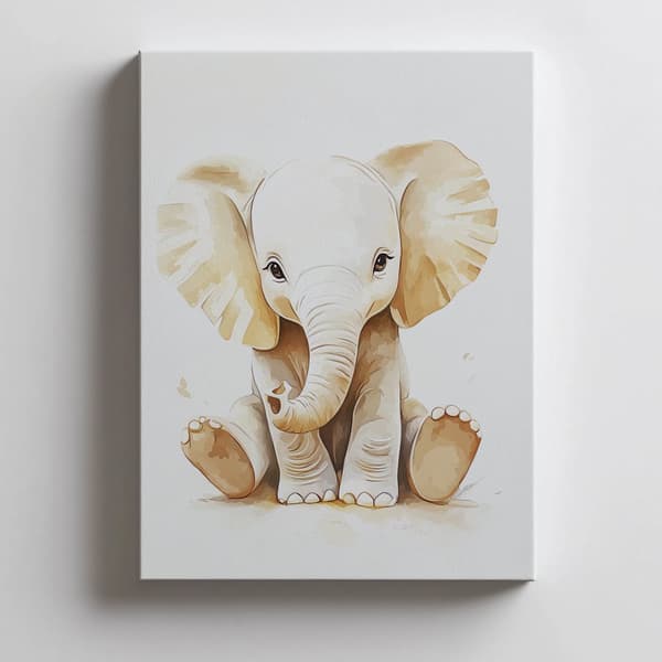 Plakat Lille elefant i minimalistisk stil Plakat Lille elefant i minimalistisk stil, 30x40 cm, sort aluminiumsramme, 230 gsm mat papir