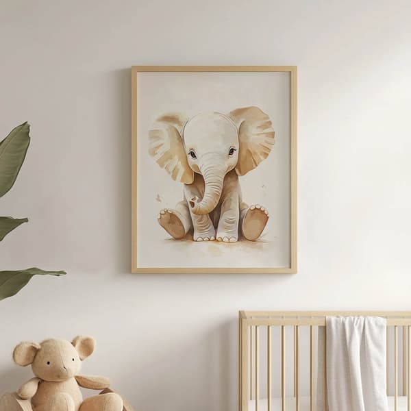 Plakat Lille elefant i minimalistisk stil Plakat Lille elefant i minimalistisk stil, 30x40 cm, sort aluminiumsramme, 230 gsm mat papir