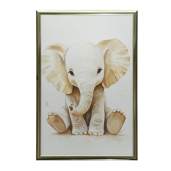 Plakat Lille elefant i minimalistisk stil Plakat Lille elefant i minimalistisk stil, 30x40 cm, sort aluminiumsramme, 230 gsm mat papir