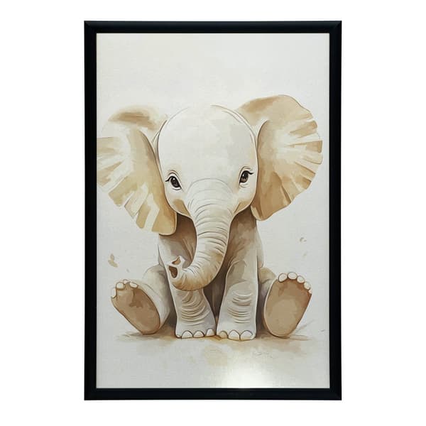 Plakat Lille elefant i minimalistisk stil Plakat Lille elefant i minimalistisk stil, 30x40 cm, sort aluminiumsramme, 230 gsm mat papir
