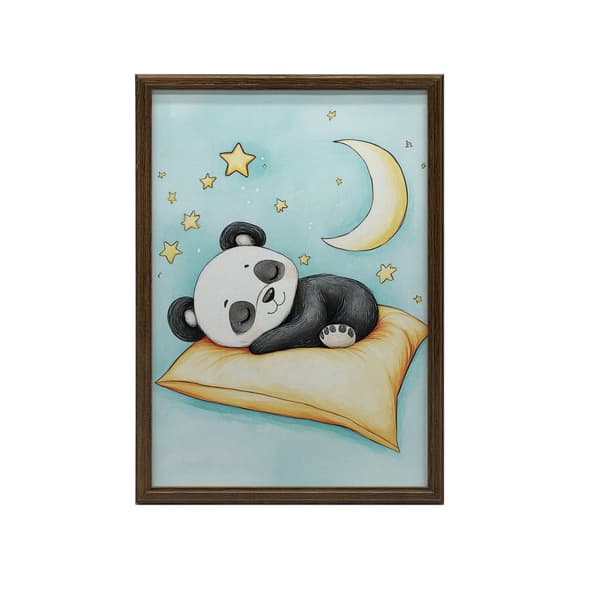 Plakat Bedårende pandasøvn på en orange pude Plakat Bedårende pandasøvn på en orange pude, 30x40 cm, hvid træramme, 230 gsm mat papir