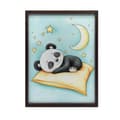 Miniatyrbild 2 av 11: Affisch Söt panda sover på en orange kudde Affisch Söt panda sover på en orange kudde, 40x50 cm, svart aluminiumram, 230 gsm matt papper
