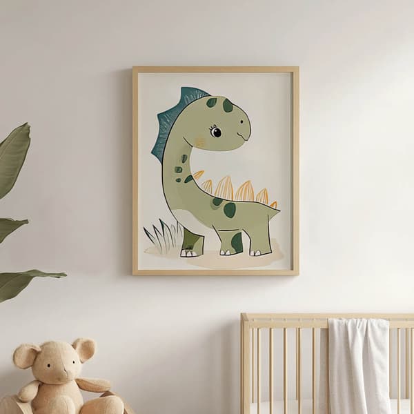 Smiling Dinosaur Poster Smiling Dinosaur Poster, 30x40 cm, hvid træramme, 230 gsm mat papir