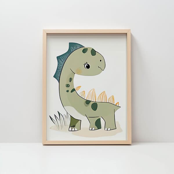 Smiling Dinosaur Poster Smiling Dinosaur Poster, 30x40 cm, hvid træramme, 230 gsm mat papir