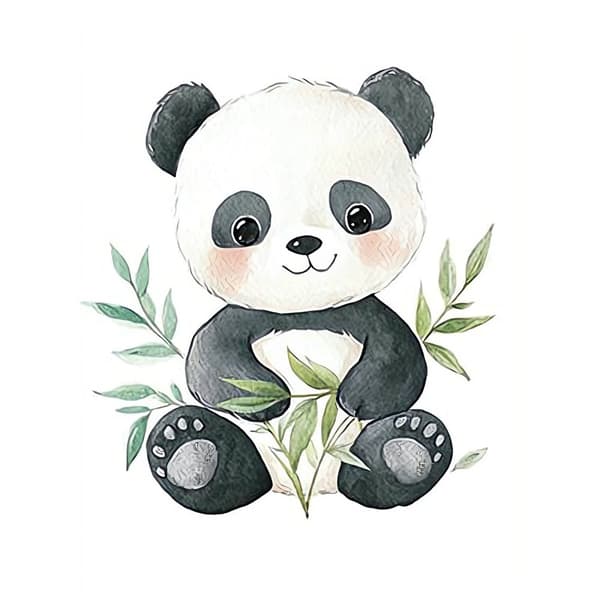 Plakat Cute Panda among Leaves Plakat Cute Panda among Leaves, 70x100 cm, uindrammet, 230 gsm mat papir