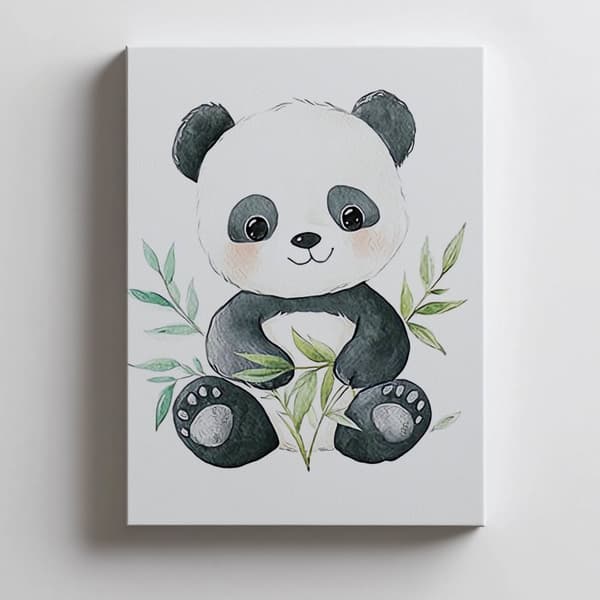 Plakat Cute Panda among Leaves Plakat Cute Panda among Leaves, 70x100 cm, uindrammet, 230 gsm mat papir