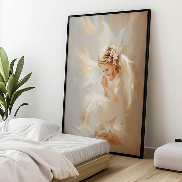 Angel in Flowers Angel in Flowers, 70x100 cm, mørkebrun træramme, 230 gsm mat papir