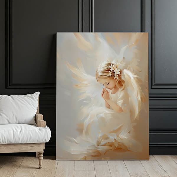 Angel in Flowers Angel in Flowers, 70x100 cm, mørkebrun træramme, 230 gsm mat papir