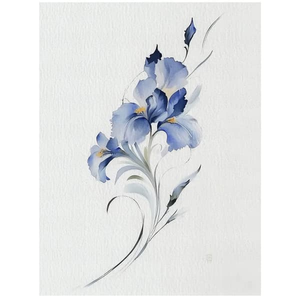The Blue Iris subtilitet The subtility of the Blue Iris, 60x90 cm, guld aluminiumsramme, 230 gsm mat papir