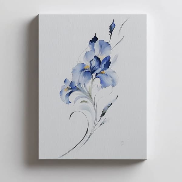 The Blue Iris subtilitet The subtility of the Blue Iris, 60x90 cm, guld aluminiumsramme, 230 gsm mat papir