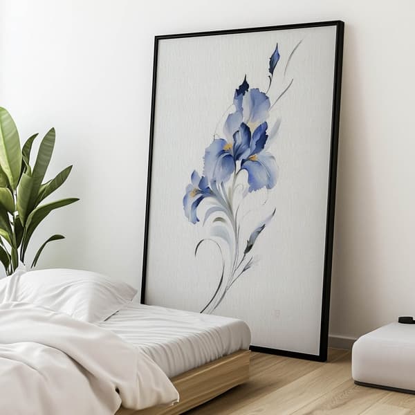 The Blue Iris subtilitet The subtility of the Blue Iris, 60x90 cm, guld aluminiumsramme, 230 gsm mat papir