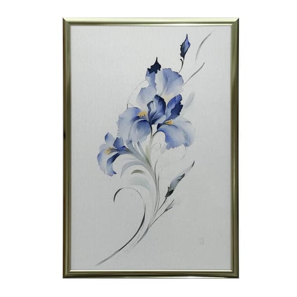 The Blue Iris subtilitet The subtility of the Blue Iris, 60x90 cm, guld aluminiumsramme, 230 gsm mat papir
