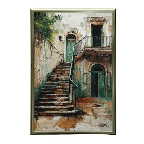 The Charm of Old Stairs The Charm of Old Stairs, 30x40 cm, guld aluminiumsramme, 230 gsm mat papir