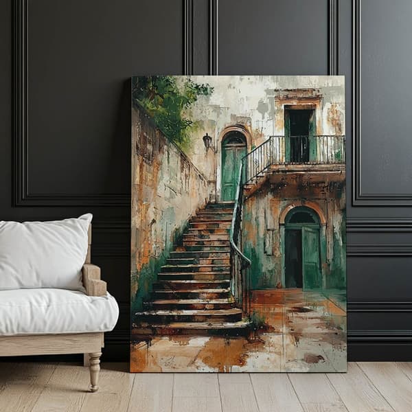 The Charm of Old Stairs The Charm of Old Stairs, 30x40 cm, guld aluminiumsramme, 230 gsm mat papir
