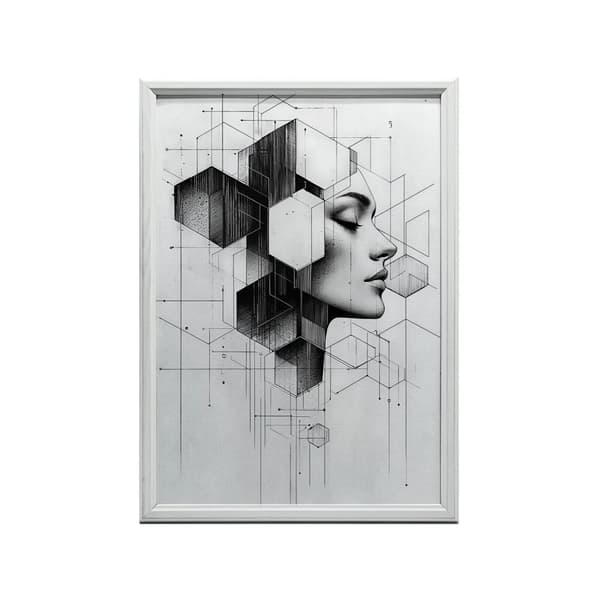 Sort og hvid geometrisk drøm Sort og hvid geometrisk drøm, 50x70 cm, guld aluminiumsramme, 230 gsm mat papir