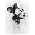 Pikkukuva 3 / 10: Mustavalkoinen Geometric Dream Black and White Geometric Dream, 70x100 cm, vaalea tammipuurunko, 230 gsm mattapaperi