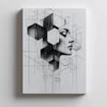 Pikkukuva 4 / 10: Mustavalkoinen Geometric Dream Black and White Geometric Dream, 70x100 cm, vaalea tammipuurunko, 230 gsm mattapaperi