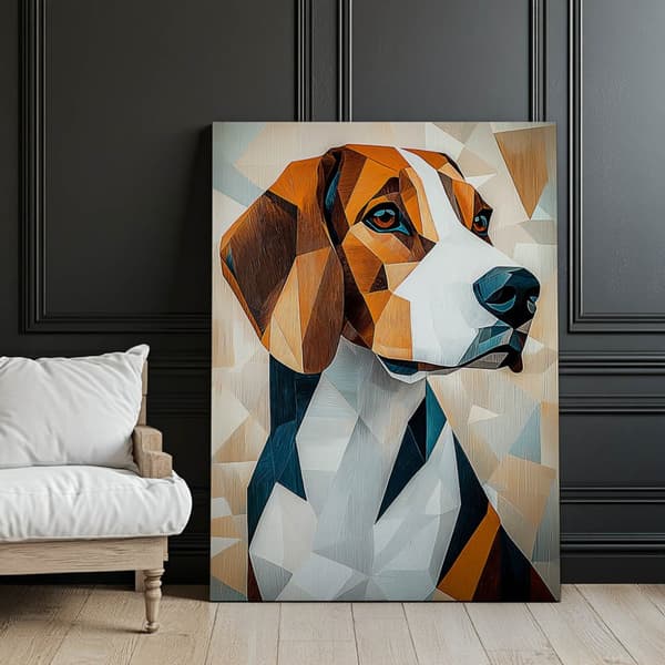 Geometrinen koira Geometrinen koira, 30x40 cm, kehystämätön, premium canvas paareilla