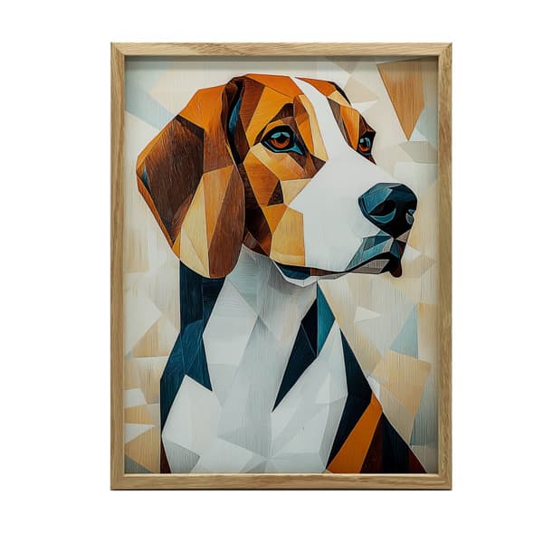 Geometrisk hund Geometrisk hund, 30x40 cm, uindrammet, premium lærred på båre